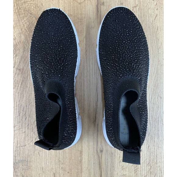 Azalea Wang DLamonds Sock Sneaker ShoesWomen's Size 7 Black Rhinestones Slip On - Picture 12 of 16